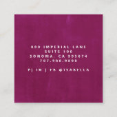 Minimalistische Script Make-up Artist Dark Raspber Vierkante Visitekaartje (Achterkant)
