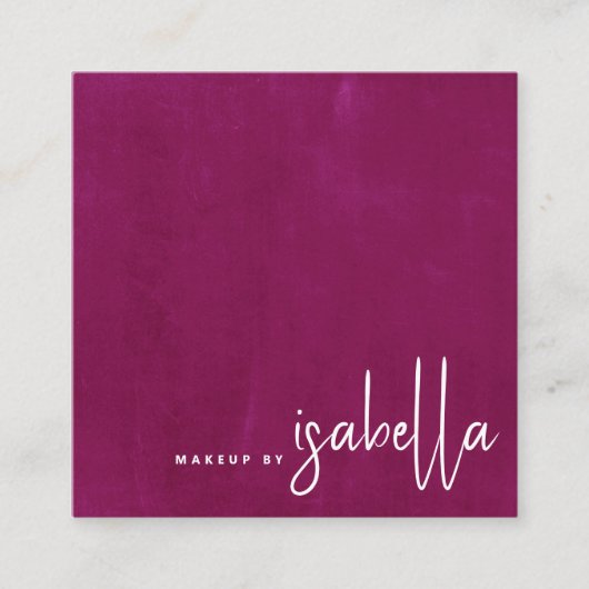 Minimalistische Script Make-up Artist Dark Raspber Vierkante Visitekaartje (Voorkant)