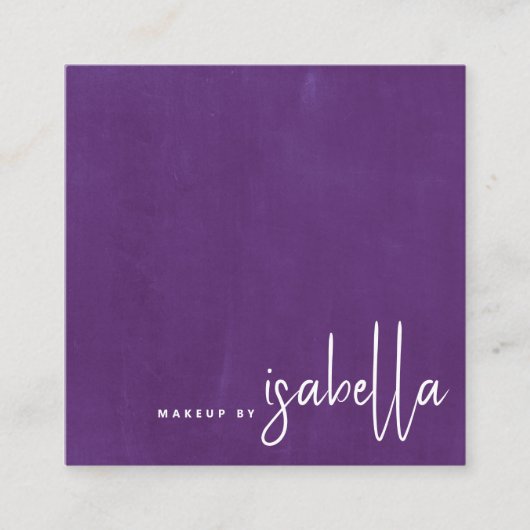 Minimalistische Script Make-up Artist Modern Viole Vierkante Visitekaartje (Voorkant)