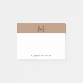 Minimalistische script metalen taupe gouden monogr post-it® notes
