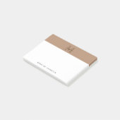 Minimalistische script metalen taupe gouden monogr post-it® notes (Schuin)
