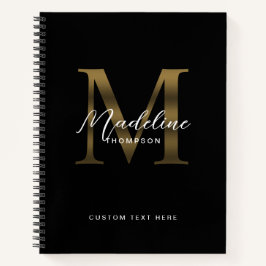 Minimalistische script metalen zwart gouden monogr notitieboek
