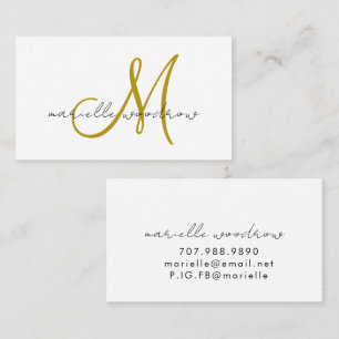 Minimalistische script monogram gouden visitekaart visitekaartje