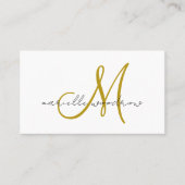Minimalistische script monogram gouden visitekaart visitekaartje (Voorkant)