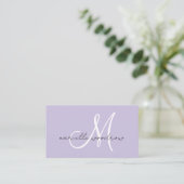 Minimalistische script monogram paarse visitekaart visitekaartje (Staand voorkant)