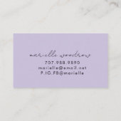 Minimalistische script monogram paarse visitekaart visitekaartje (Achterkant)