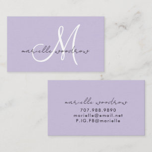 Minimalistische script monogram paarse visitekaart visitekaartje