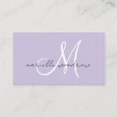 Minimalistische script monogram paarse visitekaart visitekaartje (Voorkant)