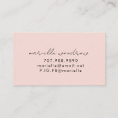 Minimalistische script monogram roze roze visiteka visitekaartje (Achterkant)