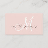 Minimalistische script monogram roze roze visiteka visitekaartje (Voorkant)