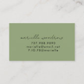 Minimalistische script monogram saliegroen Visitek Visitekaartje (Achterkant)