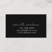 Minimalistische script monogram zwarte gouden visi visitekaartje (Achterkant)