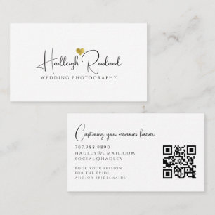 Minimalistische script naam Hart Trouwfotograaf Visitekaartje