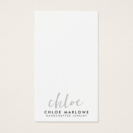 Minimalistische Script naam sieraden ontwerper Visitekaartje (Voorkant)