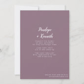 Minimalistische Script Names Modern Wedding Paarse Kaart (Voorkant)
