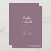 Minimalistische Script Names Modern Wedding Paarse Kaart (Voorkant / Achterkant)