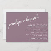 Minimalistische Script Names Modern Wedding | Plum Kaart (Voorkant)