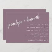 Minimalistische Script Names Modern Wedding | Plum Kaart (Voorkant / Achterkant)