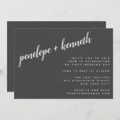 Minimalistische Script Names Modern Wedding | Zwar Kaart (Voorkant / Achterkant)