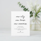 Minimalistische script nieuwe verhuis aankondiging briefkaart (Staand voorkant)