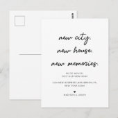 Minimalistische script nieuwe verhuis aankondiging briefkaart (Voorkant / Achterkant)
