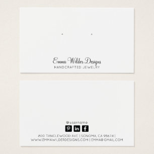 Minimalistische script oorbellen displaykaart visitekaartje