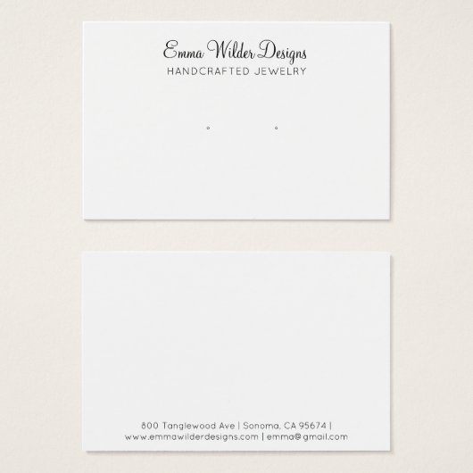 Minimalistische script oorbellen displaykaart visitekaartje (Voorkant /achterkant)