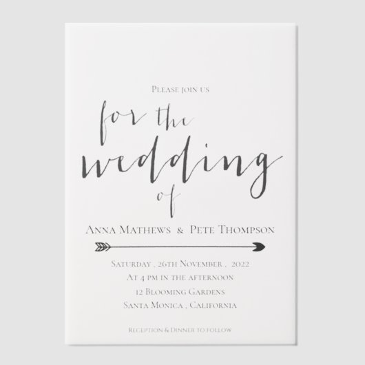 Minimalistische script overlay Elegant Vellum brui Vellum Uitnodigingen (Voorkant)