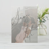 Minimalistische Script Plat Bewaar de datum Kaart (Staand voorkant)