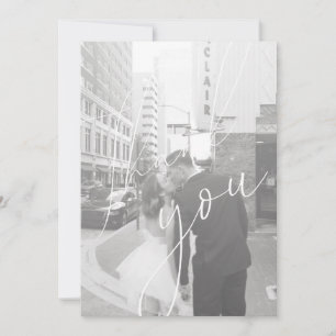 Minimalistische script platte foto bedankkaart kaart