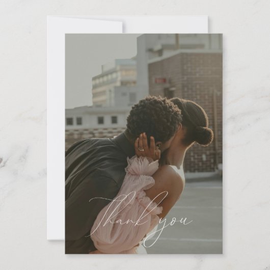 Minimalistische script platte foto dankkaart kaart (Voorkant)