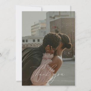 Minimalistische script platte foto dankkaart kaart
