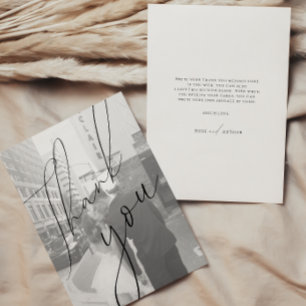 Minimalistische script platte foto dankkaart kaart