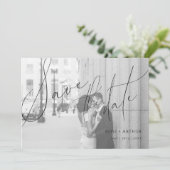 Minimalistische Script Platte 'Save the date' kaar Kaart (Staand voorkant)