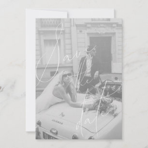 Minimalistische Script Platte 'Save the date' Kaar Kaart