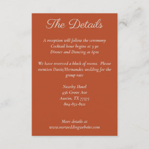 Minimalistische Script Pumpkin Spice Details Card Informatiekaartje