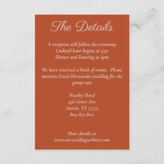 Minimalistische Script Pumpkin Spice Details Card Informatiekaartje (Voorkant)