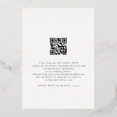 Minimalistische Script QR Code Huwelijk Luxe Echt Folie Uitnodiging (Achterkant)