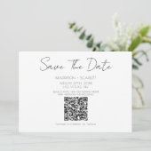 Minimalistische script QR-code save the date  Kaart (Staand voorkant)