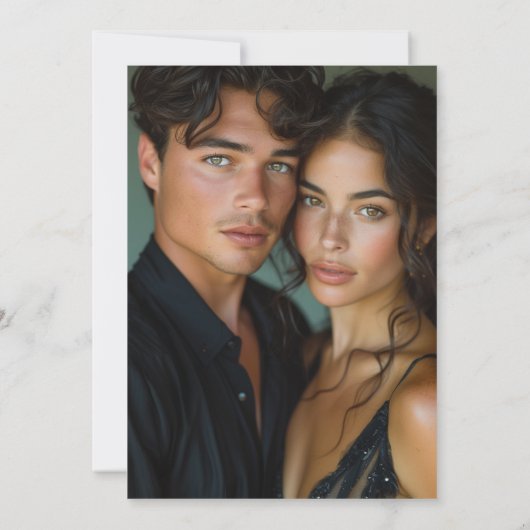 Minimalistische Script Redactie Foto Bruiloft Save The Date (Achterkant)