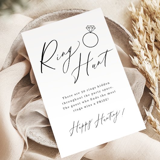 Minimalistische script ringjacht bruiloftsspel