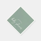 Minimalistische Script Sage Groene Baby Shower Servet (Hoek)