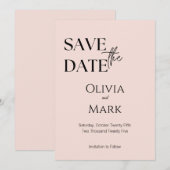 Minimalistische Script Save the Date | Elegante Bl (Voorkant / Achterkant)