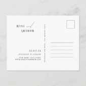 Minimalistische Script Save The Date Uitnodiging A Briefkaart (Achterkant)