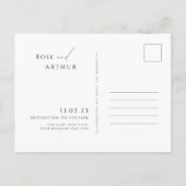 Minimalistische Script Save The Date Uitnodigingsa Uitnodiging Briefkaart (Achterkant)