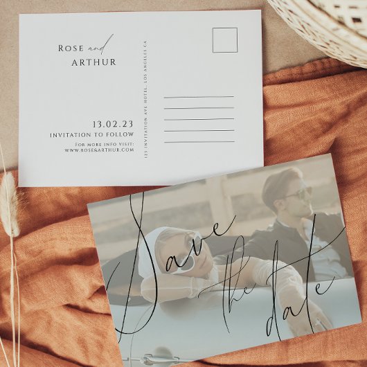 Minimalistische Script Save The Date Uitnodigingsa Uitnodiging Briefkaart