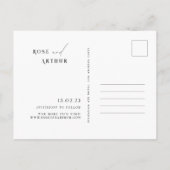 Minimalistische Script Save The Date Uitnodigingsa Uitnodiging Briefkaart (Achterkant)