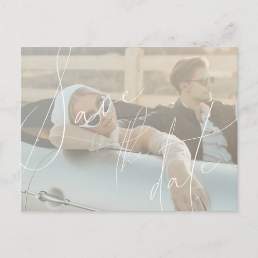 Minimalistische Script Save The Date Uitnodigingsk Uitnodiging Briefkaart (Voorkant)