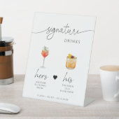 Minimalistische Script Signature Drink Wedding Bar Reclamebord Met Voetstuk (Insitu)