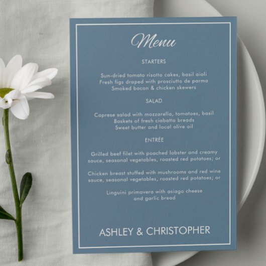 Minimalistische Script Slate Grey bruiloft recepti Menu